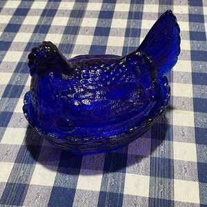 Cobalt Blue Glass Hen Covered Dish - Westmoreland